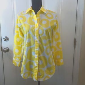 Couleur yellow and white hidden button front shirt